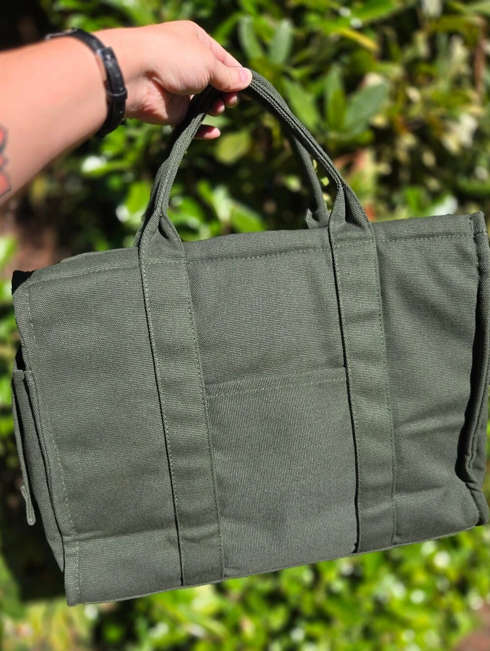 PopFlex Sloane Tote - Jungle Green/Floral Interior - EUC